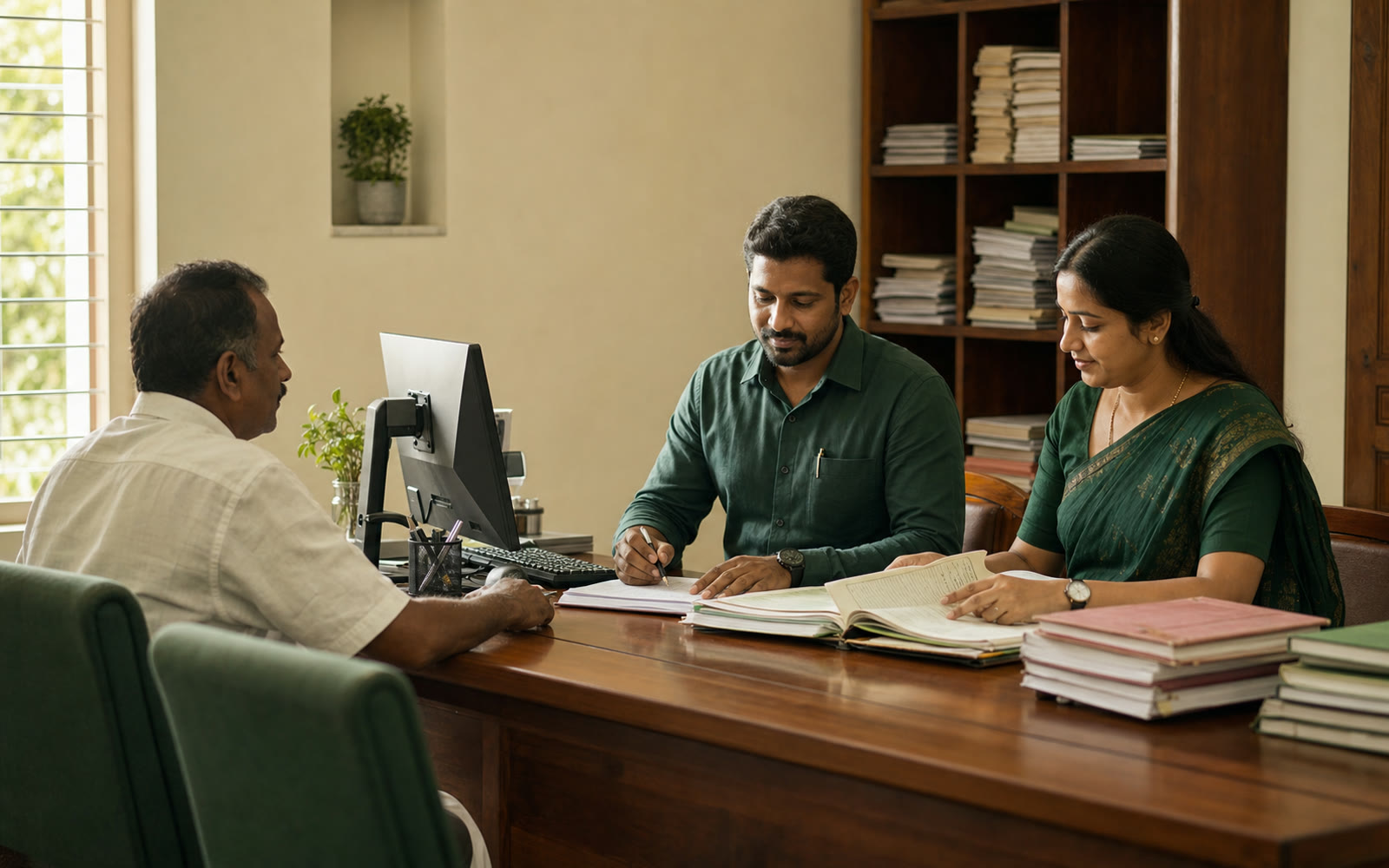 Cooperative society staff working together in an office